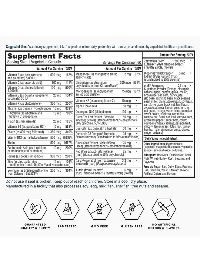 نايتشرز لاب Nature's Lab Gold One Daily Multivitamin - يحتوي على 19 فيتامين ومعادن أساسية بما في ذلك فيتامين C وD3 والزنك - 60 كبسولة (إمدادات لمدة شهرين) - Image 5