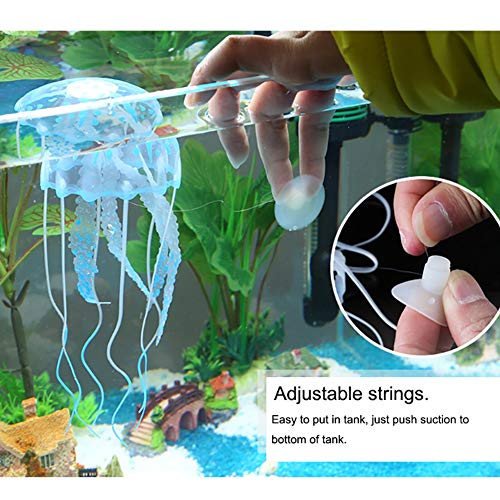 NUOMI 6 Pieces Artificial Jellyfish Decor for Aquarium Fish Tank, Glowing Jellyfish Ornament Decoration, Soft Silicone - Image 2
