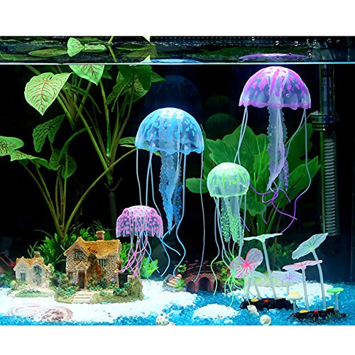 NUOMI 6 Pieces Artificial Jellyfish Decor for Aquarium Fish Tank, Glowing Jellyfish Ornament Decoration, Soft Silicone - Image 3