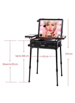 MAYLAN Makeup Vanity Mirror Stand Trolley Case with LED lights Black  - Image 4