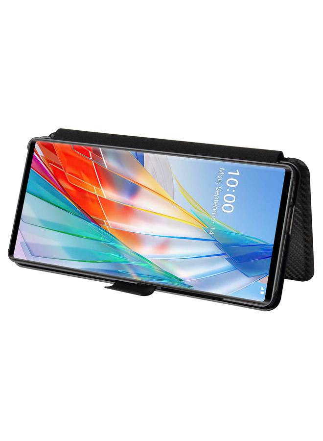 S-TOP Case For LG Wing 5G with Buckle Carbon Fiber Texture Horizontal Flip TPU + PC + PU Leather Case with Card Slot - Image 4