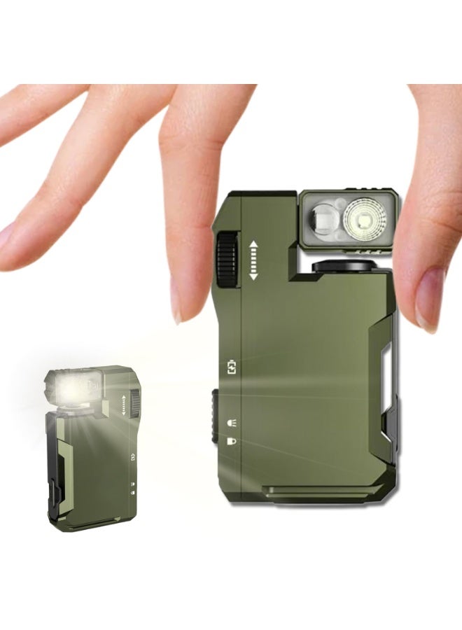 OSHIMA G5 Rechargeable Edc Flashlight, Portable Flat Pocket Flashlights Flashlight Rechargeable Torch Light, G5 Edc Light 400 Lumens Waterproof for Outdoor Camping Emergency (Green) - Image 1