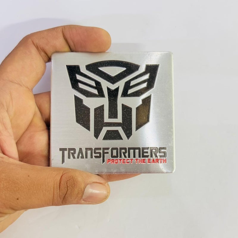 AUTO MT Car Bike Laptop Metal Logo Car Emblem & Grill Met.al Lo.go for Carr 3D Badge Auto Racing Universal Sport Sticker Grand Tourer Decal. (TRANSS-FORMERR Square Slim-Sticker.) - Image 3