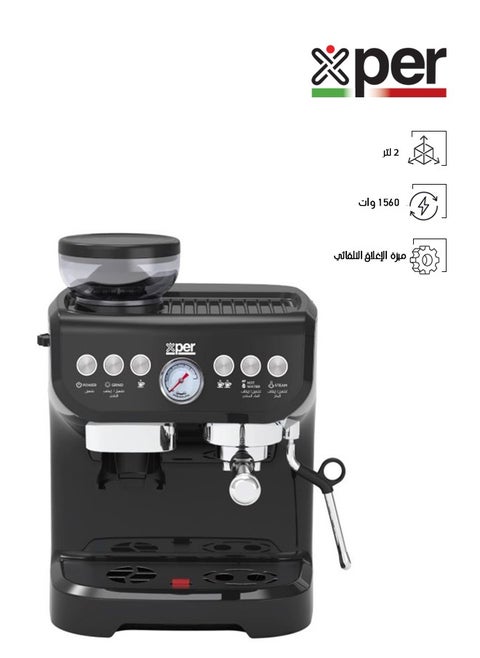 Espresso and Cappuccino Maker -With Coffee Grinder - 1560 Watt - 19 Bar - XPICG-995