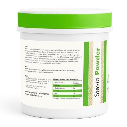 Zevic Stevia Sugar Free White Powder | Zero Calories & Vegan | 100% Natural Sweetener Stevia Powder | Keto & Diabetic Friendly - 200g - Image 3