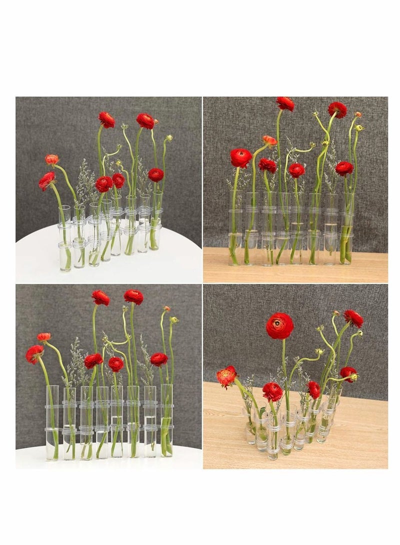 Y&D Crystal Glass Test Tube Vase Flower Pots Desktop Plant Terrarium DIY 8 Hydroponic Plants Home Garden Decoration with Brush 15x2.2cm - Image 3