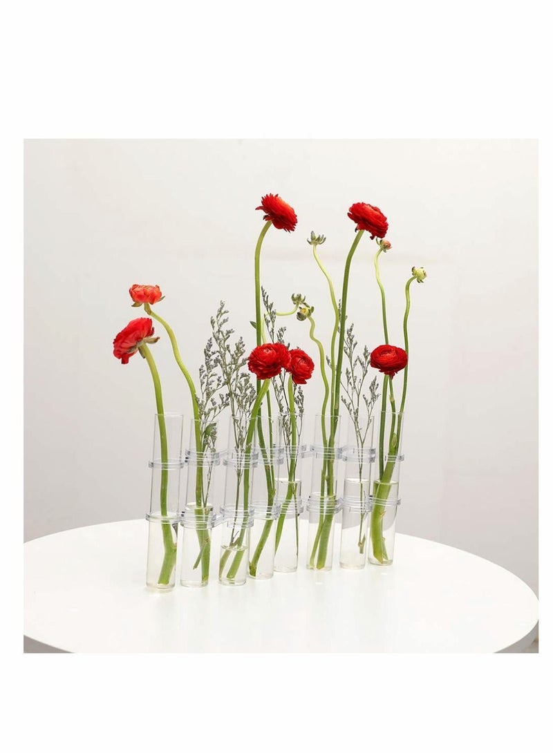 Y&D Crystal Glass Test Tube Vase Flower Pots Desktop Plant Terrarium DIY 8 Hydroponic Plants Home Garden Decoration with Brush 15x2.2cm - Image 1