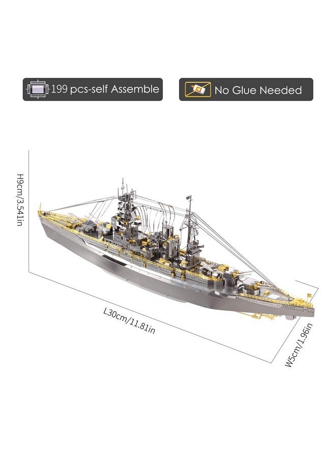 3D Puzzle For Adults Metal Warship Models Kits, Nagato Class Battleship Toys Diy 3D Metal Military Model Building Kit Puzzle For Teens Boys, Great Gift For Dad Son - Image 4