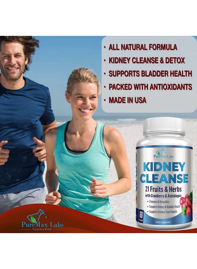 YUMMYVITE Herbal Kidney Cleanse with Cranberry Extract, Astralagus - 21 Fruits & Herbs - Detox & Cleanse Urinary Tract & Bladder Health, Kidney Support, 60 Vegan Capsules - Image 3
