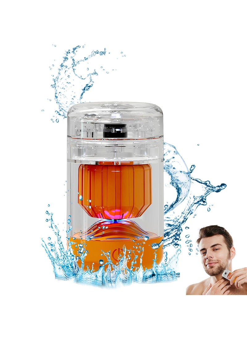 Zikra Electric Shaver Mini, Mini Portable Electric Shaver, Pocket Size Washable Electric Razor, Electric Razor for Men Face USB Wet and Dry Mini Portable Shaver, Mini Electric Razor (Orange-Straight) - Image 1