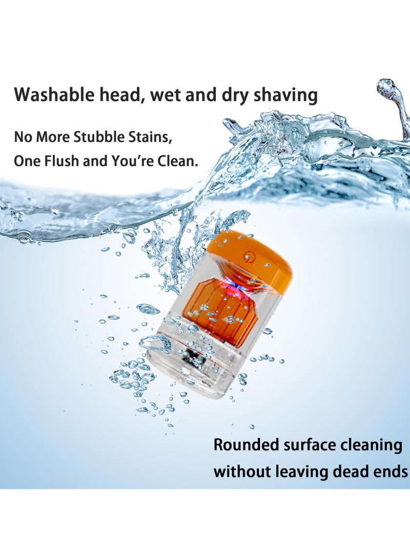 Zikra Electric Shaver Mini, Mini Portable Electric Shaver, Pocket Size Washable Electric Razor, Electric Razor for Men Face USB Wet and Dry Mini Portable Shaver, Mini Electric Razor (Orange-Straight) - Image 4