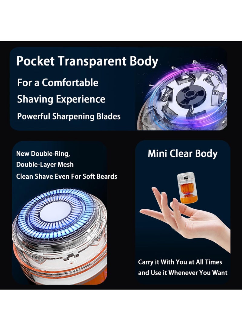 Zikra Electric Shaver Mini, Mini Portable Electric Shaver, Pocket Size Washable Electric Razor, Electric Razor for Men Face USB Wet and Dry Mini Portable Shaver, Mini Electric Razor (Orange-Straight) - Image 2