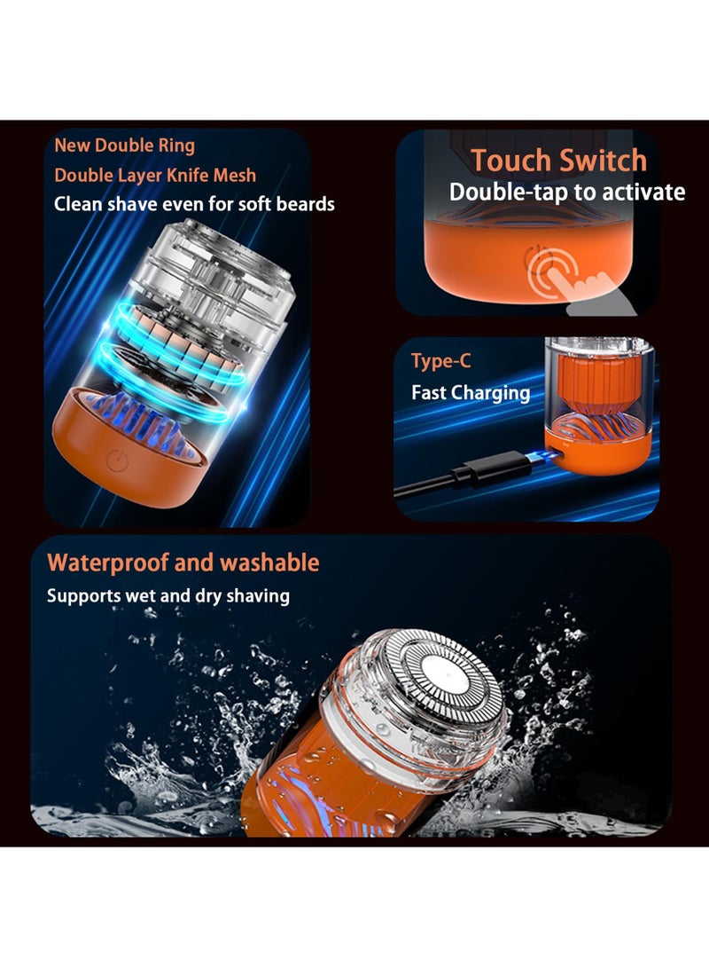 Zikra Electric Shaver Mini, Mini Portable Electric Shaver, Pocket Size Washable Electric Razor, Electric Razor for Men Face USB Wet and Dry Mini Portable Shaver, Mini Electric Razor (Orange-Straight) - Image 3