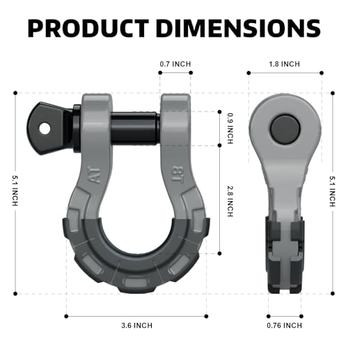AUTOBOTS D Ring Shackles Heavy Duty(2 Pack) 68,000 lbs Capacity, Stronger Than 3/4" D Shackle, with 7/8" Screw Pin, for Tow Strap Winch Off Road Accessory Vehicle Recovery Gray - Image 5