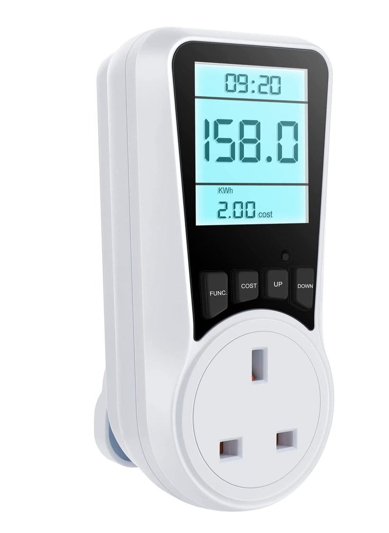 Excefore - Electricity Usage Monitor,  Power Meter Energy Monitor Plug with Backlight LCD Display, 7 Modes Voltage Amps Wattage KWH Consumption Monitor, 2900W/13A Overload Protection - Image 1