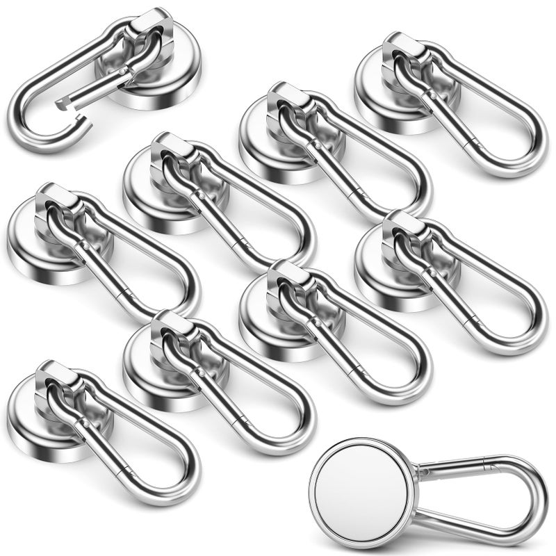 FINDMAG 10 Pack Strong Neodymium Magnetic Hooks Heavy Duty with Swivel Carabiner 70LBS Magnet Hooks for Hanging Magnet with Hook for Kitchen Home Warehouse School - Image 2