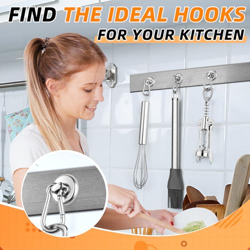 FINDMAG 10 Pack Strong Neodymium Magnetic Hooks Heavy Duty with Swivel Carabiner 70LBS Magnet Hooks for Hanging Magnet with Hook for Kitchen Home Warehouse School - Image 3