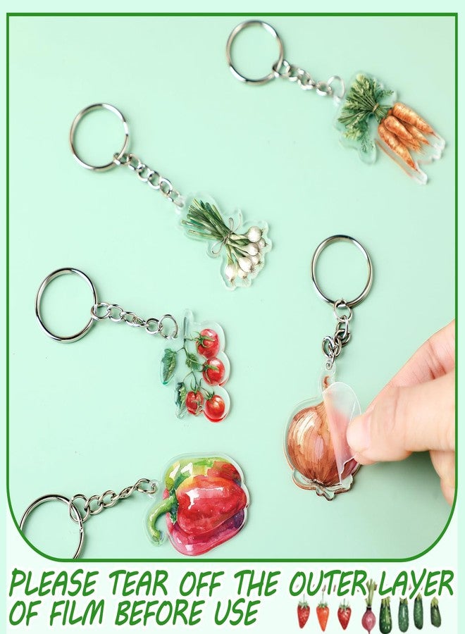 Equsion 150 Pcs Locally Grown Farmers Market Baby Shower Party Favors Bulk, 50 Farmers Vegetable Keychain with 50 Green Organza Bags Thank You Kraft Tags and Rope Vegetable Farmer Theme Party Supplies - Image 4