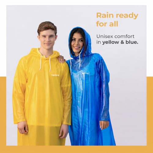 Lifelong Waterproof Unisex Raincoat | Hooded Full Sleeves Outdoor Poncho for Men, Women, Boys & Girls | Durable PVC Rainwear for Camping, Hiking, Travelling | Adjustable Drawstring | Yellow (1 Pc) - Image 5