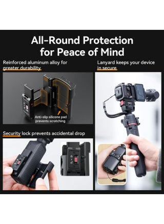 ملحقات محول التوسيع ULANZI PK-06 لكاميرات DJI Osmo Pocket 3 و Pocket 4 - قفص حماية من الألومنيوم، حامل معدني بفتحات براغي 1/4 بوصة، محول GoPro، قاعدة تثبيت باردة، نظام تحرير سريع لكاميرا Osmo Action - view 2