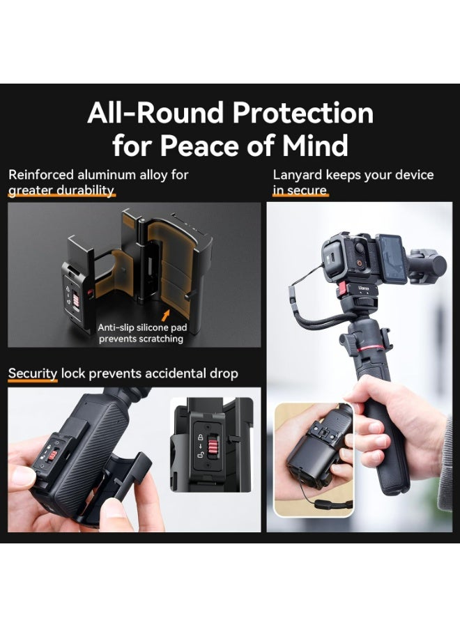 يولانزي ملحقات محول التوسيع يولانزي PK-06 لكاميرا DJI Osmo Pocket 3 - قفص حماية من الألومنيوم، حامل معدني بفتحات براغي 1/4 بوصة/محول GoPro/قاعدة تثبيت باردة/نظام تحرير سريع لكاميرا Osmo Action - Image 2