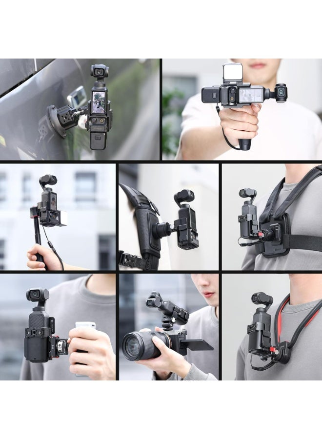 يولانزي ملحقات محول التوسيع يولانزي PK-06 لكاميرا DJI Osmo Pocket 3 - قفص حماية من الألومنيوم، حامل معدني بفتحات براغي 1/4 بوصة/محول GoPro/قاعدة تثبيت باردة/نظام تحرير سريع لكاميرا Osmo Action - Image 3