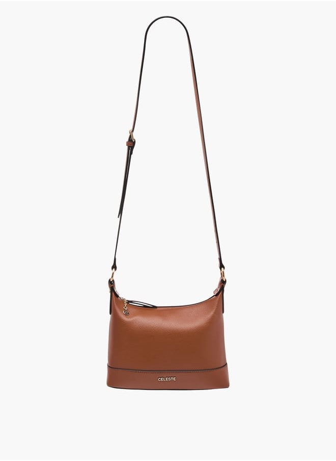Celeste Women Textured Crossbody Bag with Adjustable Strap and Zip Closure  - Image 2