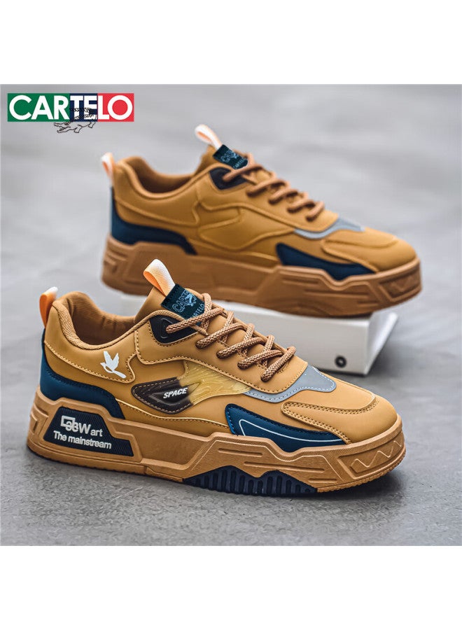 Cartelo Men's Shoes Autumn And Winter Fashion Casual Shoes Men's Thick-soled Board Shoes Men's Sports Shoes Khaki Size 42 - Image 1