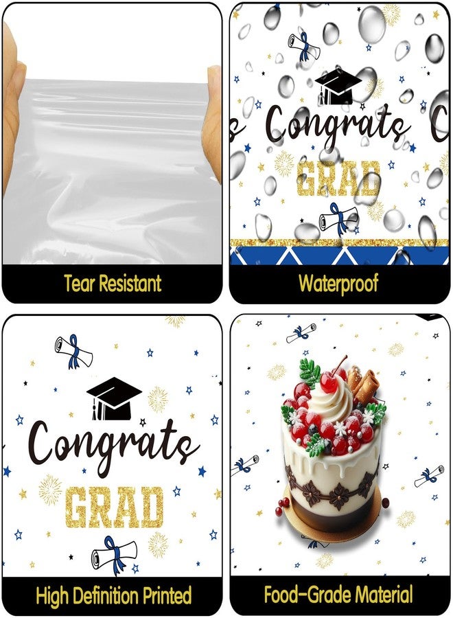 GOLDCROW 3 Pcs Blue White Graduation Tablecloth 2026, Blue Graduation Party Tablecover Decorations, Large Disposable Plastic Table Covers 108" x 54", for Use on Dining Tables, Gift Tables - Image 3
