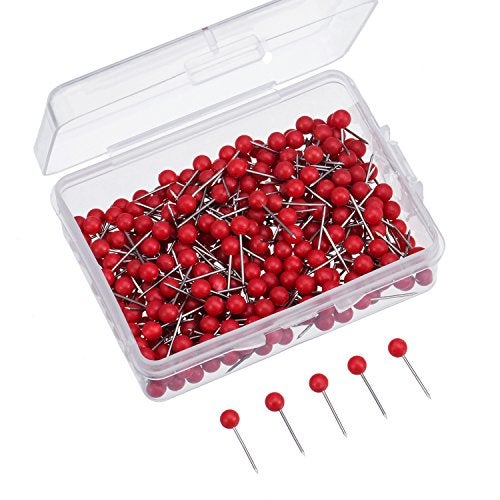 Outus 300 Pieces Map Tacks Push Pins Assorted Color Beads Plastic Head Stainless Steel Wire for Office Marking Hanging Pictures Photos and Documents - Image 1