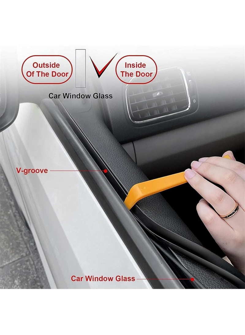INSIJAM Windshield Rubber Seal 4m Auto Glass Adhesive Strip Auto Window Sealing Strip V Type Rubber Edge Protector Trim Weather Draft Seal Strip for Car Front Rear Windshield Sunroof - Image 2