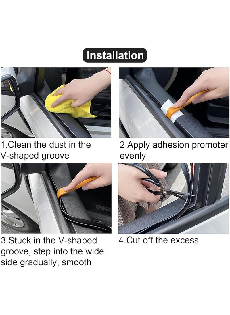INSIJAM Windshield Rubber Seal 4m Auto Glass Adhesive Strip Auto Window Sealing Strip V Type Rubber Edge Protector Trim Weather Draft Seal Strip for Car Front Rear Windshield Sunroof - Image 4