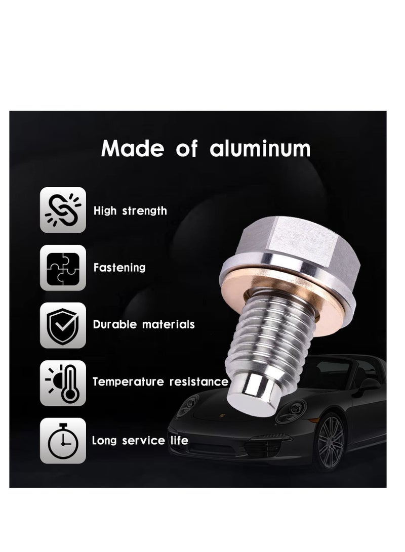 Stainless Steel Sump Drain Nut Bolt, 1 PC M14x1.5 Magnetic Oil Drain Plug with 5 PCS Gaskets, Universal for Most Cars Ford Motorcycle Boat Leak-proof Replacement (Silver) - Image 3