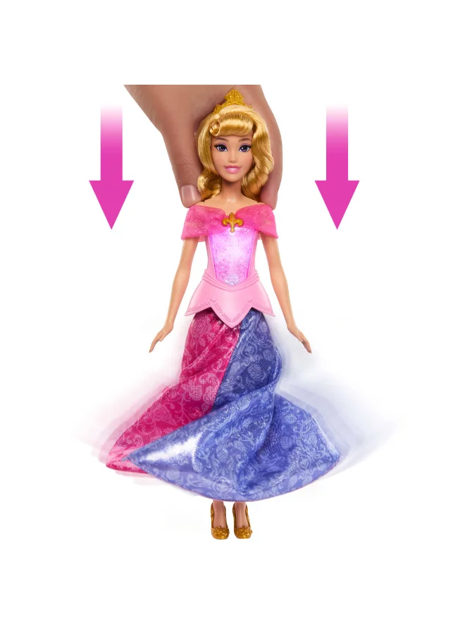 Disney  Princess Aurora Fashion Doll with Pink to Blue Transforming Dress and Light-Up Bodice, Inspired by Sleeping Beauty Movie  | Best Price UAE