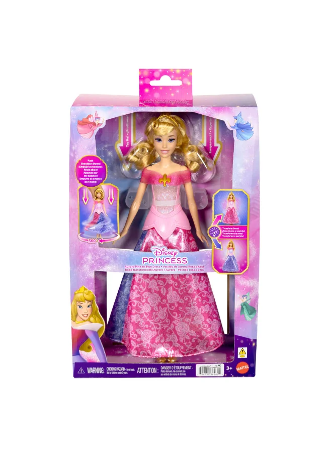 Disney  Princess Aurora Fashion Doll with Pink to Blue Transforming Dress and Light-Up Bodice, Inspired by Sleeping Beauty Movie  | Best Price UAE