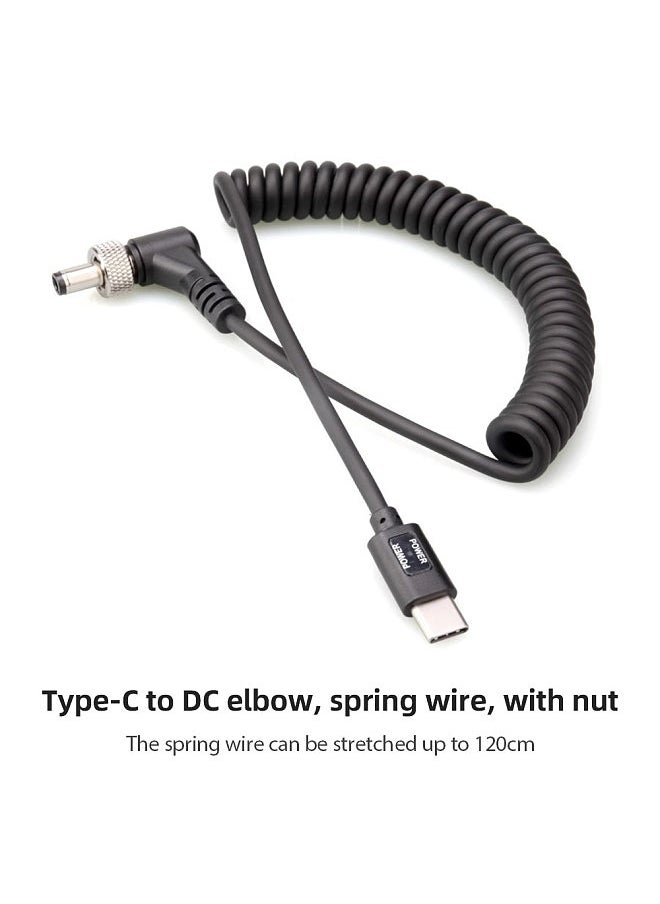 Generic Type-C to Double-Sided NP-F550/570/770/970 Dummy Battery Power Adapter with 5-12V Type-C Output Flexible Spring Cable for Field Monitor LED Light Wireless Video Transmission  - Image 3