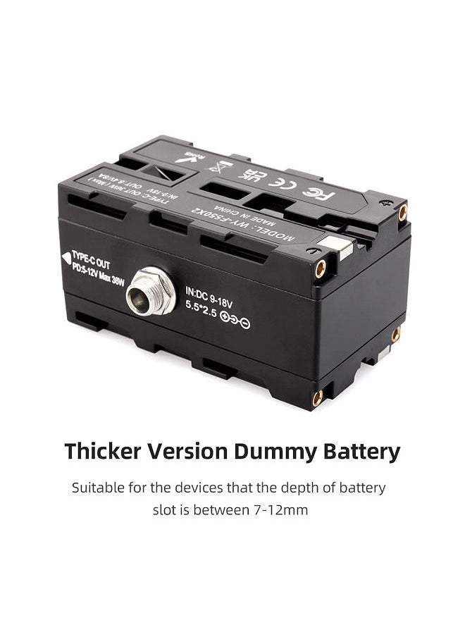 Generic Type-C to Double-Sided NP-F550/570/770/970 Dummy Battery Power Adapter with 5-12V Type-C Output Flexible Spring Cable for Field Monitor LED Light Wireless Video Transmission  - Image 2