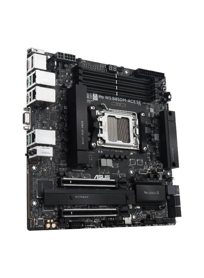 ASUS Pro WS B850M-ACE SE Workstation Motherboard, AMD AM5, B850 Chipset, Micro-ATX, 4× DDR5 8000+ (ECC Support), PCIe 5.0 x16, Dual PCIe 5.0 M.2, U.2 & MCIO, 10Gb + 2.5Gb LAN, Built-in BMC/IPMI, Black | 90MB1MN0-M0EAY0 - Image 5