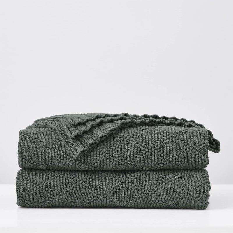 Longhui bedding Large Charcoal Grey Cotton Knit Throw Blanket for Couch Sofa Bed  Home Decorative Soft Cozy Sweater Woven Fall Cable Oversize Knitted Blankets  Dark Gray 34 pounds 60 x 80 Inch
