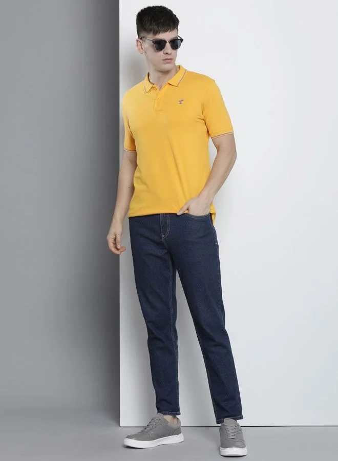 The Indian Garage Co Men Slim Fit Solid Polo Collar Tshirt