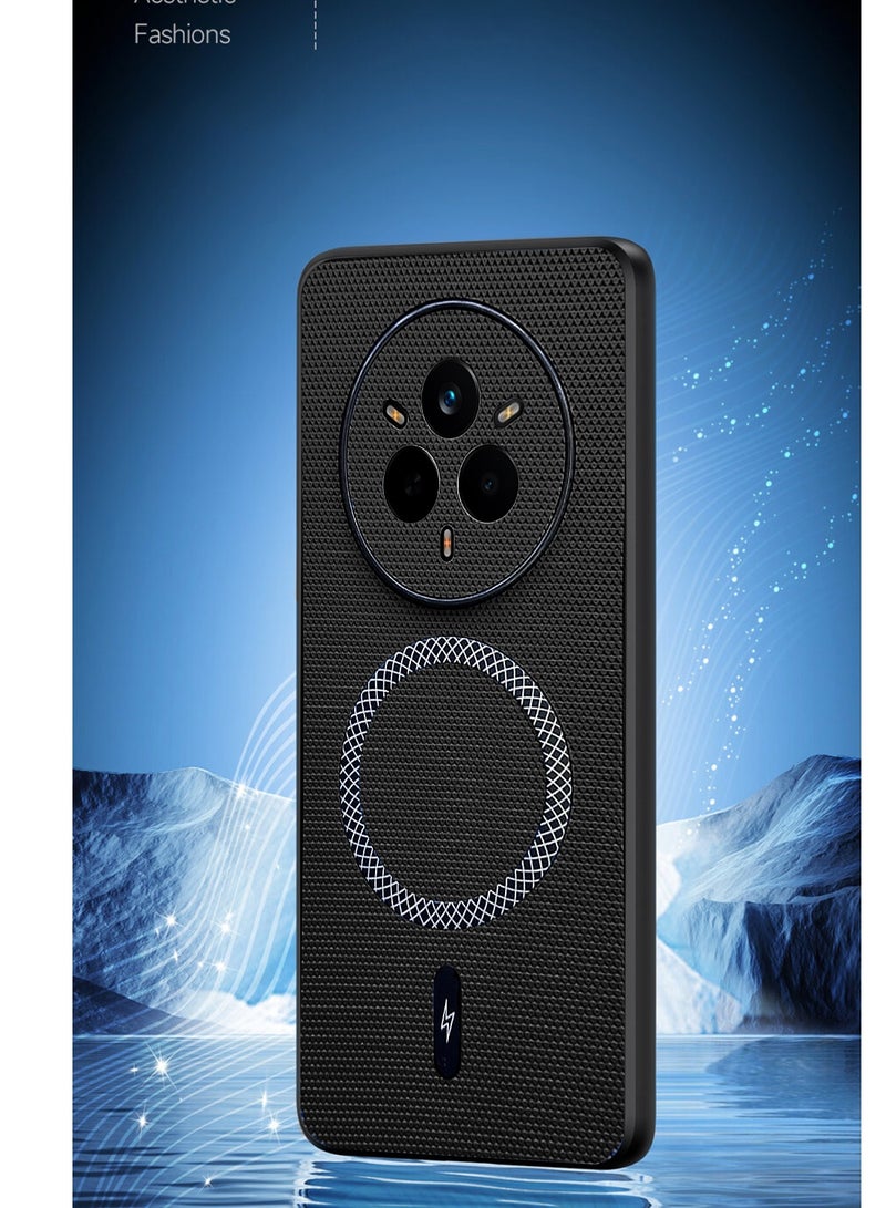 Wtech Realme 14 Pro / Realme 14 Pro Plus 5G 2025 Support Wireless Charging Magnetic Cover Texture PU Leather  Phone Case Cover  (MCMPMN) - Black - Image 4