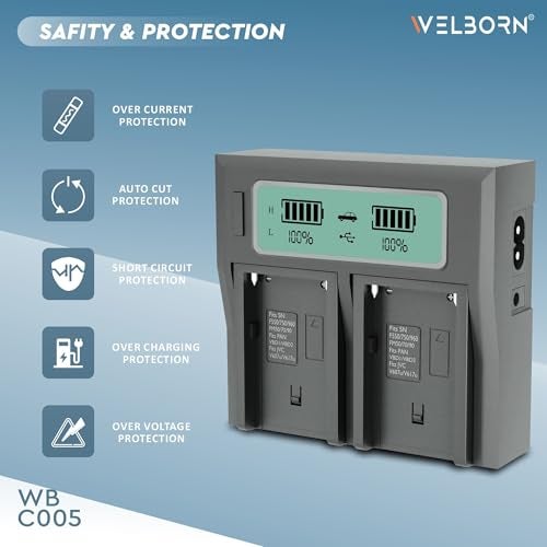 Welborn Dual LCD Camera Battery Charger for NP-F980 Batteries – Fast & Safe Charging, USB Powered - Image 4