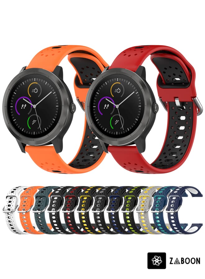 Zaboon Watch Band For Garmin Venu SQ 20mm Breathable Two-Color Silicone - Image 2