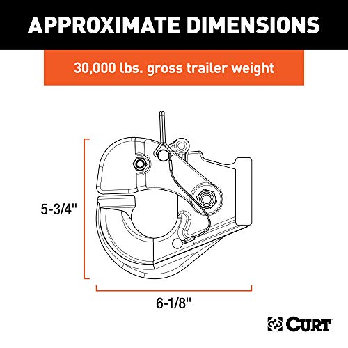 Curt خطاف سحب CURT 48215 بسعة 30,000 رطل، يناسب حلقة لونيتي 2-1/2 إلى 3 بوصة، يتطلب تركيب - Image 2