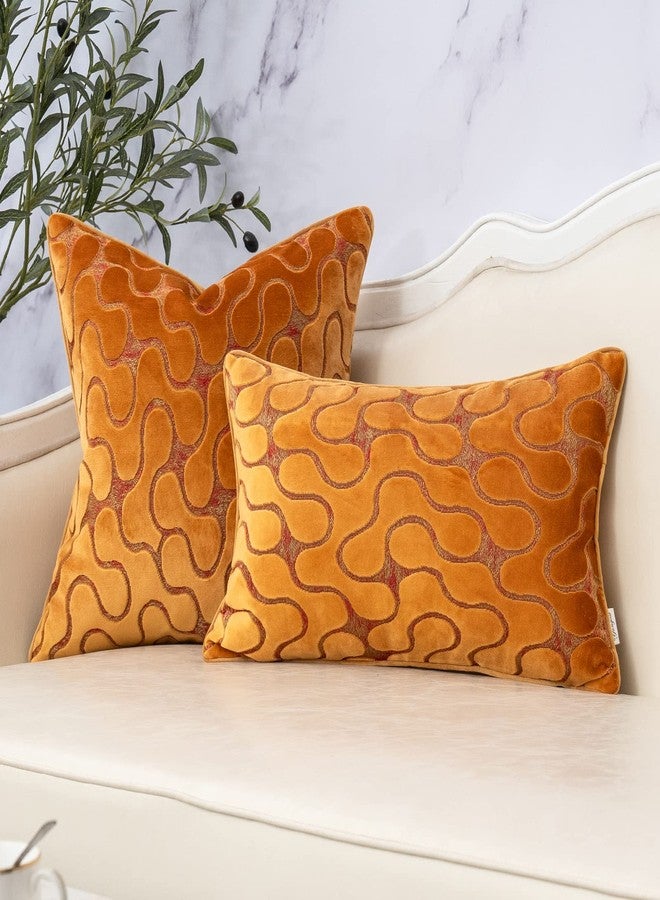 Yangest Orange Yellow Throw Pillow Cover Wavy Cushion Cover Modern Zippered Rectangular Pillowcase for Sofa Couch Bedroom Living Room Home, 12x20 Inch - Image 5