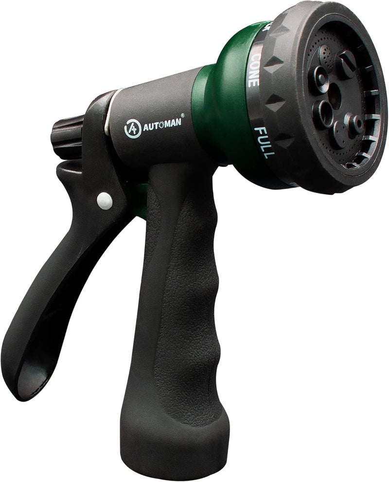 AUTOMAN -Garden-Hose-Nozzle, ABS Water Spray Nozzle with 7 Adjustable Watering Patterns, Slip Resistant for Watering Plants, Lawn& Garden, Washing Cars, Cleaning, Showering Pets & Outdoor Fun. - Image 1