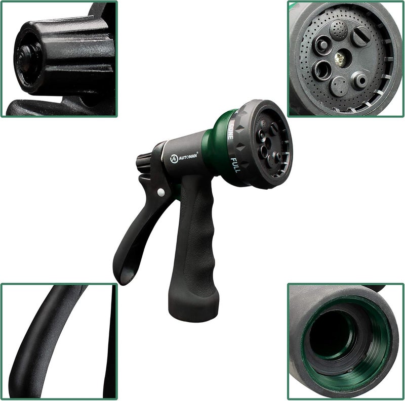 AUTOMAN -Garden-Hose-Nozzle, ABS Water Spray Nozzle with 7 Adjustable Watering Patterns, Slip Resistant for Watering Plants, Lawn& Garden, Washing Cars, Cleaning, Showering Pets & Outdoor Fun. - Image 3
