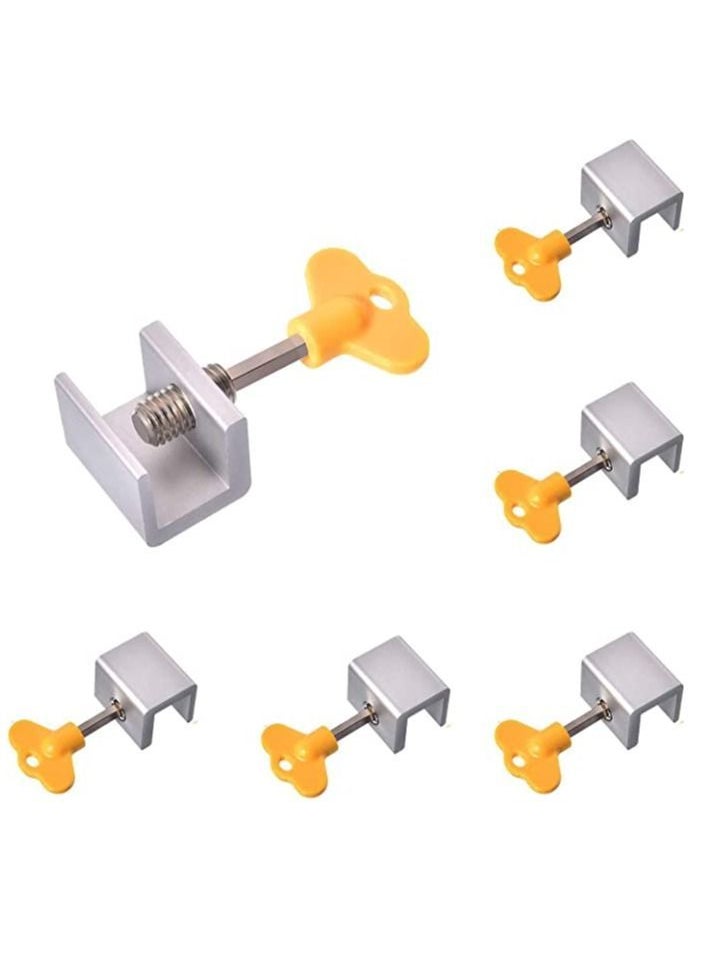 Y&D Sliding Window Locks - 6Pcs Adjustable Aluminum Alloy Lock Plastic Steel Door Stopper Child Safety Anti Theft Protection Limiter with Key 