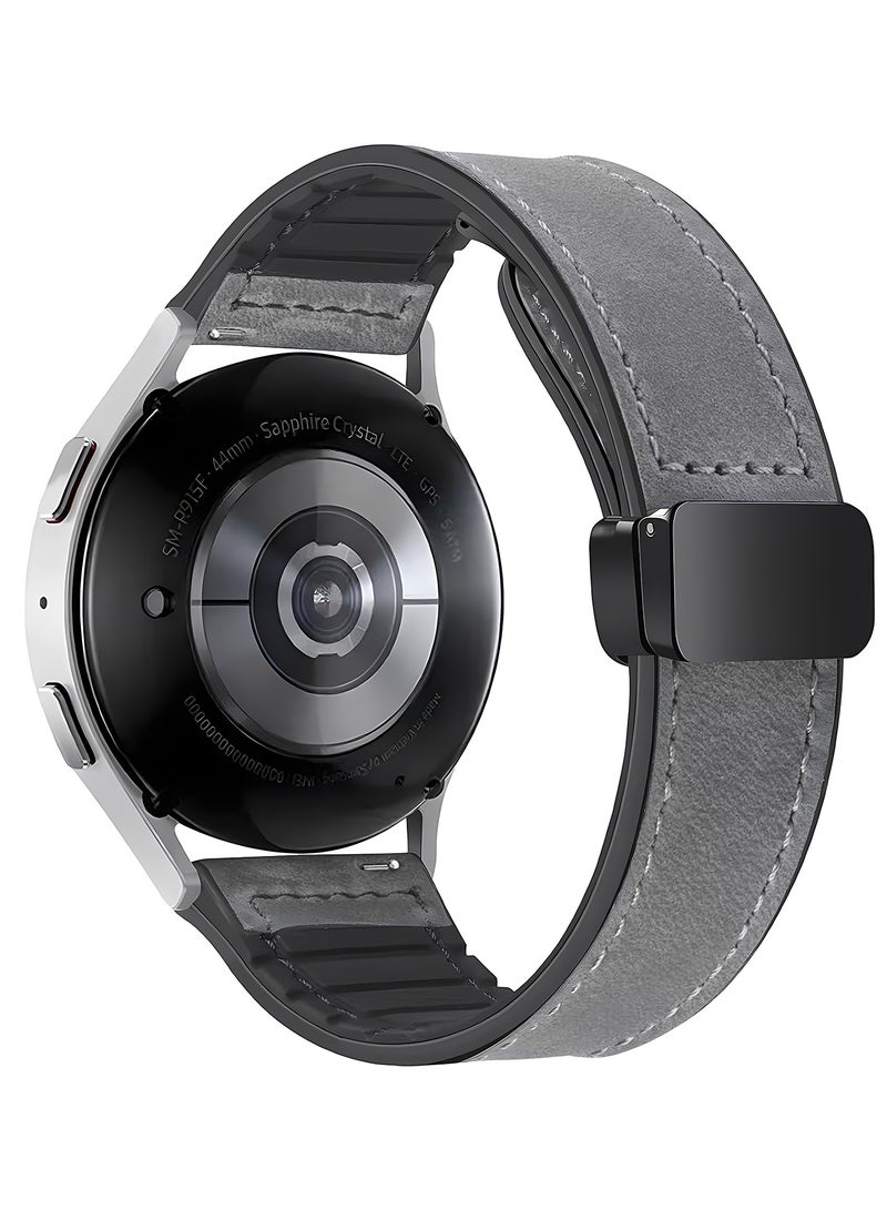 TDZDDYS Leather Watch Strap 22mm with Magnetic Buckle Compatible with Huawei GT3 GT4 46mm GT3 Pro Watch 3 GT2e GT2 Pro 42 46mm Samsung Galaxy Watch 3 45mm Gear S3 Grey Everyday Wear - Image 2