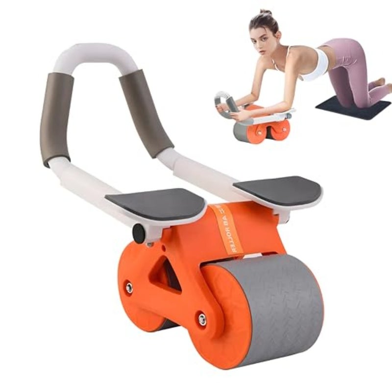 Home gym abdominal roller wheel with TPR material, black and silver color, automatic rebound function for core strengthening and safe elbow/knee support - Image 1